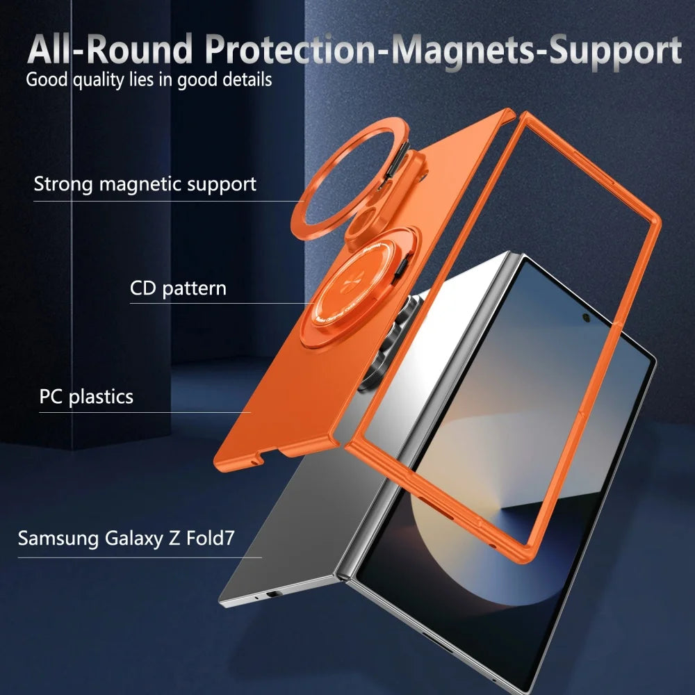 Luxury Military Armor Solid Color Magnetic 360 Bracket Phone Case For Samsung Z Fold 8 7 6 5 4 3 ZFold8Ultra for Magsafe Cover