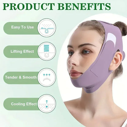 Overnight Face Lift Band with Graphene Fiber - Double Chin Reducer & Jawline Definer, Washable Reusable Beauty Strap 5 Sizes - Urbizia