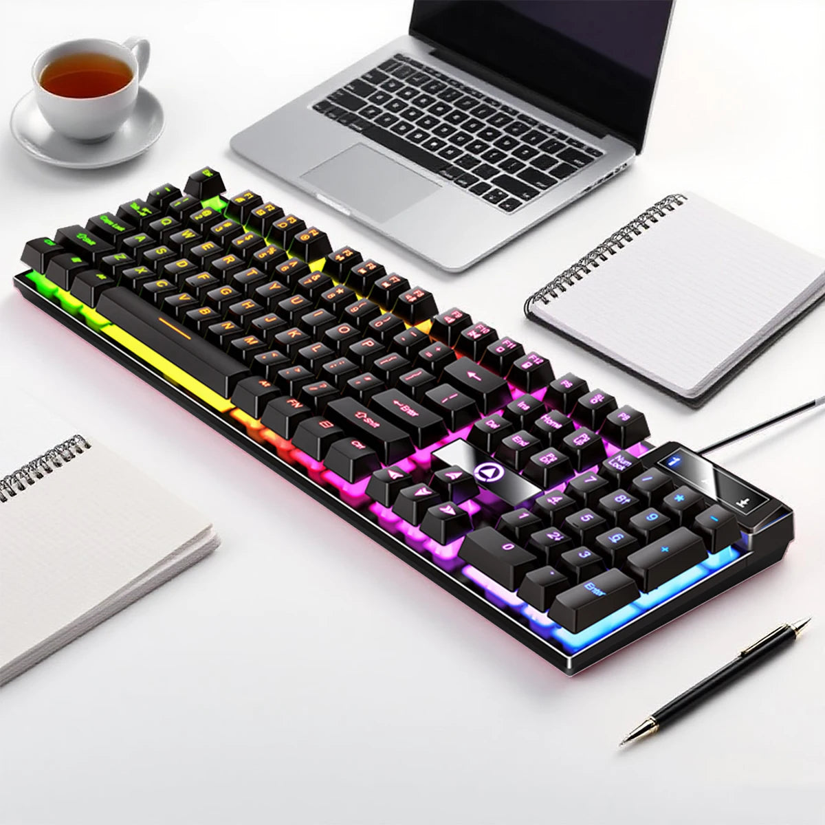 YINDIAO K500 Wired  Keyboard Gaming  Laptop Desktops PC Computer Office Accessories Low Profile Gamer Keyboards With Numpad