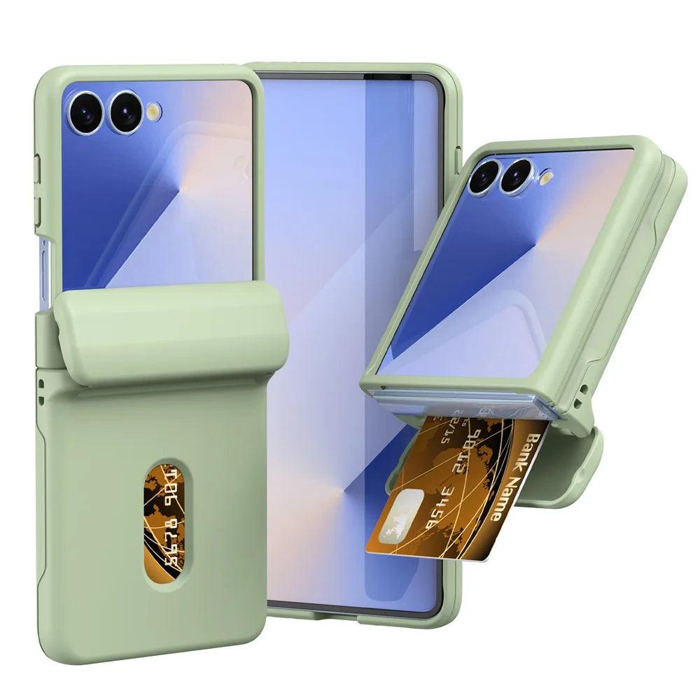 Wallet Case with Card Holder & Hinge Protection For Samsung Galaxy Z Flip 8 7 6 5 4 3 Flip7 Flip6 Flip5 Flip4 Flip8 Phone Cover