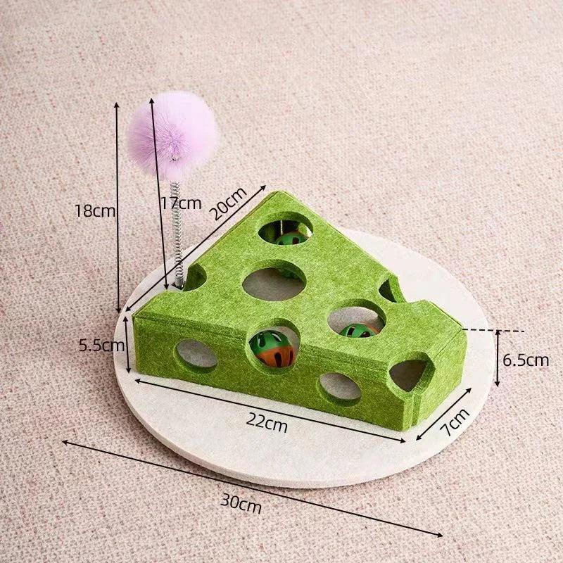 Pet Cat Puzzle Maze Holes Toys Felt Box With Bell Ball Kitten Playing Toys Interactive Funny Cat Supplies - Urbizia