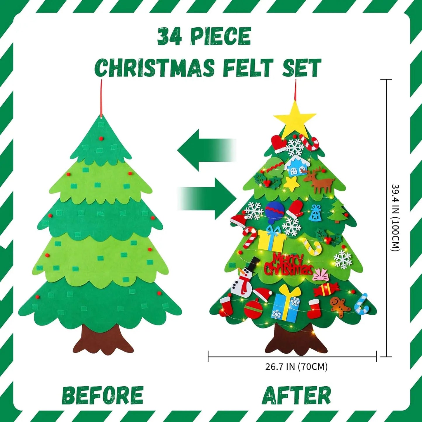 Felt Christmas Tree for Kids 3.2ft My First Christmas Tree for Toddlers 34 Ornaments Wall Hanging DIY Christmas Tree  Gifts