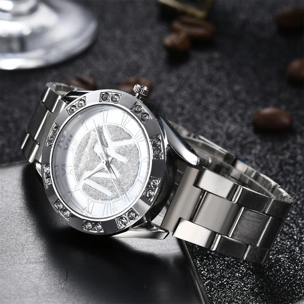 Luxury Women's Watch Fashion 2025 Diamonds TVK Quartz Watch Business Stainless Steel Gold Ladies Clock Gift Wristwatch