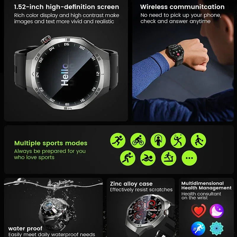 2025New For Android and ios Smart Watch Men AMOLED Screen GPS Motion trajectory Heart Rate Bluetooth Calls SmartWatch Waterproof - Urbizia