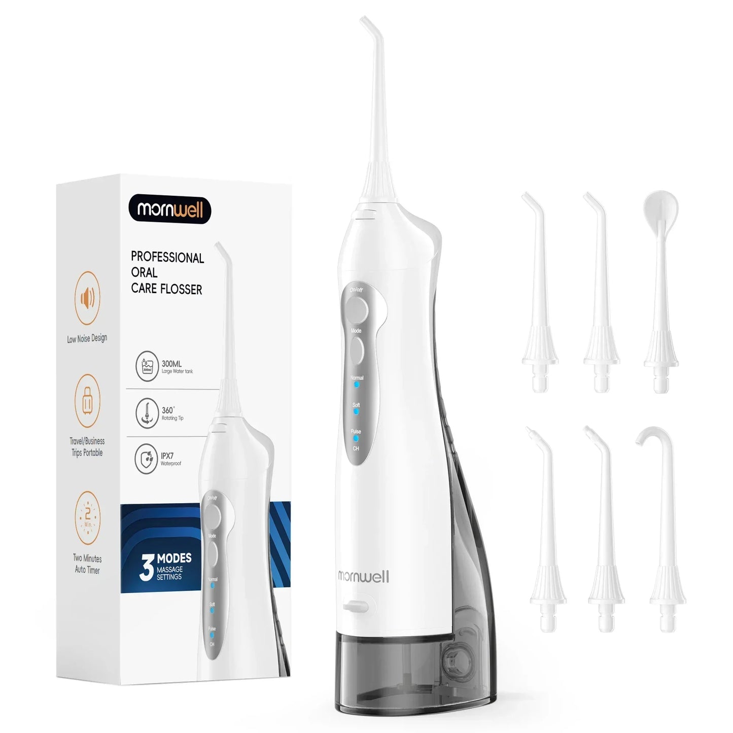 D52 Portable Cordless Water Flosser USB Rechargeable Water Jet Floss Tooth Pick 4 Jet Tip 300ml 3 Modes Teeth Clean for Travel - Urbizia