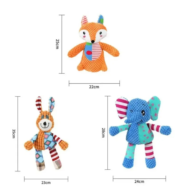 Dog Chew Toy Cute Animals Bite Resistant Interactive Squeaky Puppy Toy Teeth Cleaning Pet Plush Toy Pet Supplies - Urbizia
