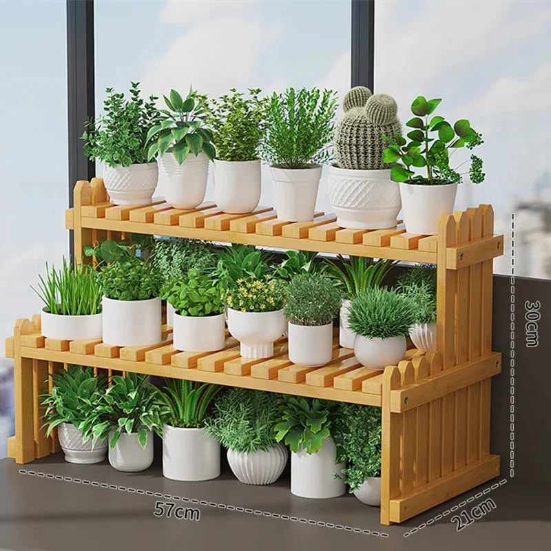 Indoor Plants Holder Wood Shelf Pot Organizer Bookshelf Balcony Bay Window Small Plant Flower Rack Storage Flower Pot Shelves