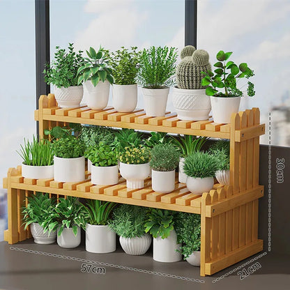 Indoor Plants Holder Wood Shelf Pot Organizer Bookshelf Balcony Bay Window Small Plant Flower Rack Storage Flower Pot Shelves