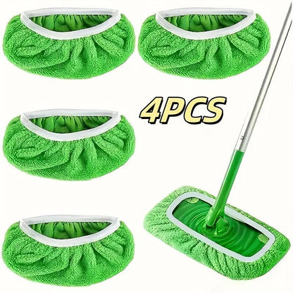 4 Reusable Mop Pads with High Water Absorption and Ultra-fine Fiber Cleaning Pads That Can Firmly Adhere To Most Standard Mops