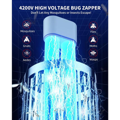 Minimoon Bug Zapper Outdoor Mosquito Zapper with Dual LED Light 4200V Fly Zapper 15W Electric Fly Traps Outdoor IPX4 Insect Trap
