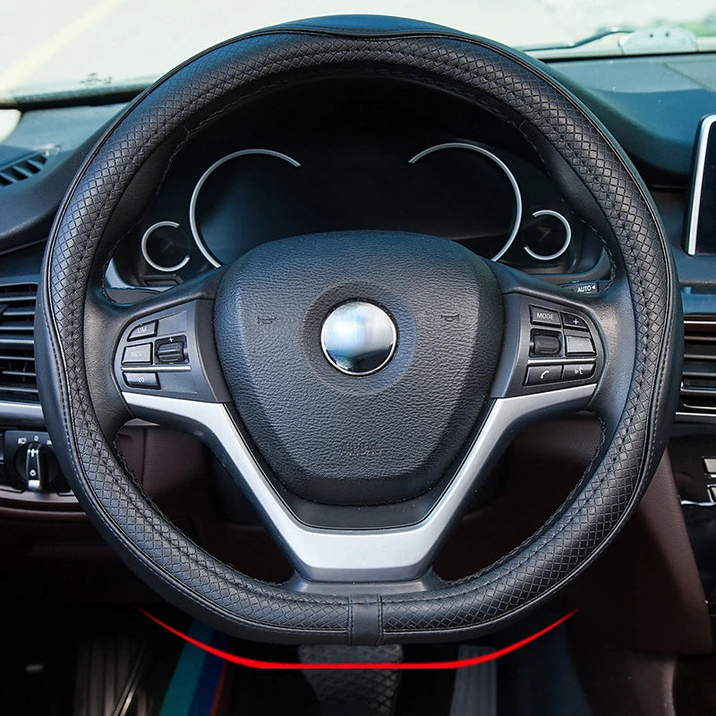 Leather Universal Car Steering-wheel Cover 38CM Car-styling Sport Auto Steering Wheel Covers Anti-Slip Automotive Accessories
