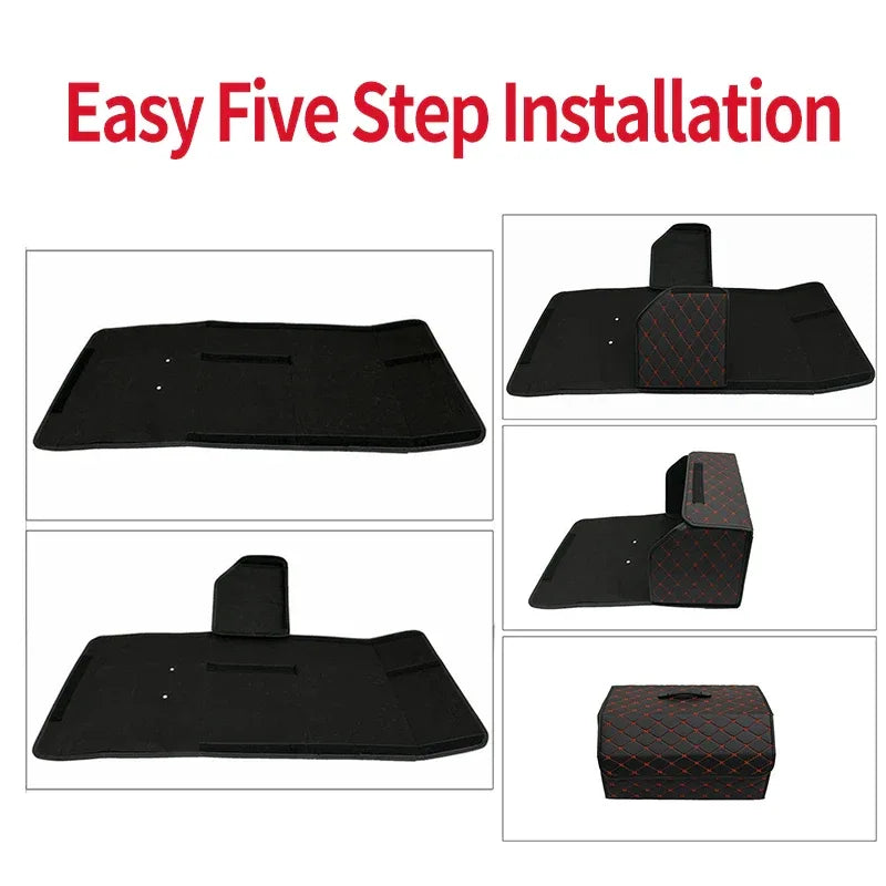 Car Trunk Organizer Box Large Capacity Auto Multiuse Tools Storage Bag Stowing Tidying Leather Folding For Emergency Storage Bo - Urbizia