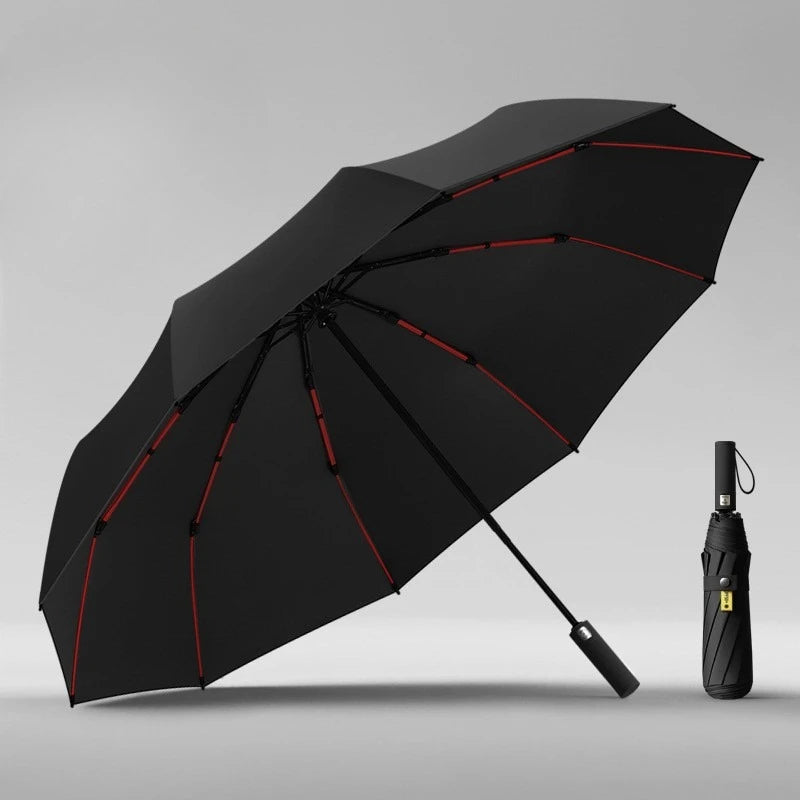 125CM Triple Fold Double Layer Double Keel Super Large Men Umbrella Sunscreen Extra Folding Rain Umbrella for Outdoor Daily