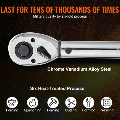 SucceBuy Torque Wrench Set Drive Click Torque Wrench Dual-Direction Adjustable  Mechanical Dual Range Scales Torque Wrench Kit