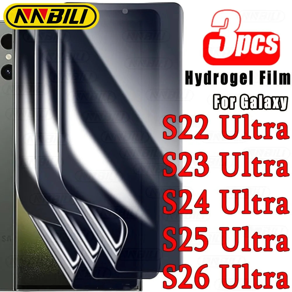 NNBILI 3 Pack Full Cover Privacy Hydrogel Film,for Samsung Galaxy S26 S25 S24 S23 S22 S21 S20 Ultra,Soft Screen Protector Film