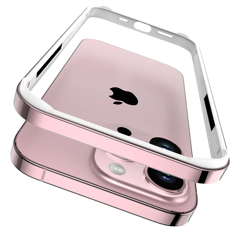 For iPhone 11 12 13 14 15 Plus 16 17 18 Pro Max Bumper Case Hybird Silicone Frame Luxury Light Aluminum Metal For iPhone17 18pro