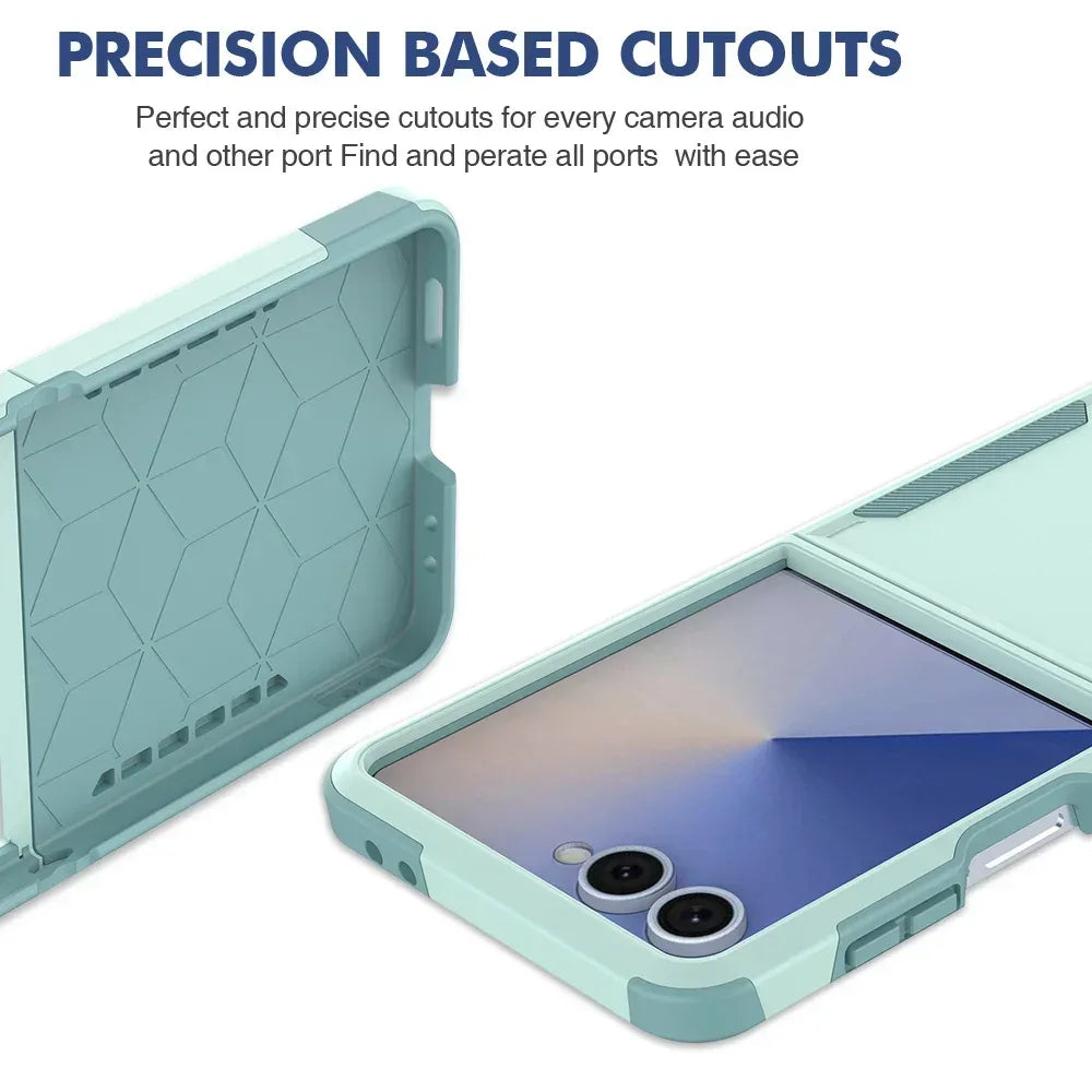 Luxury Military Shockproof Armour Phone Case for Samsung Galaxy Z Flip 7 6 5 zflip 4 5G Double Bumper Hybrid Protective Cover