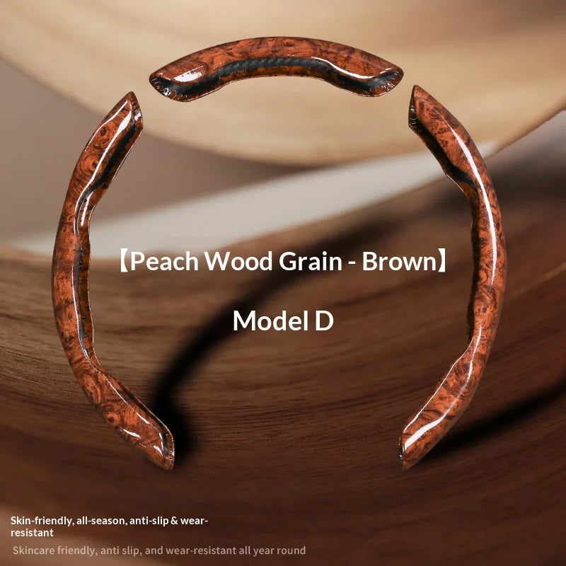 2pcs/3pcs Segmented Peach Wood Texture Universal Steering Wheel Cover Car Interior Accessories Practical Driving Tools Simple
