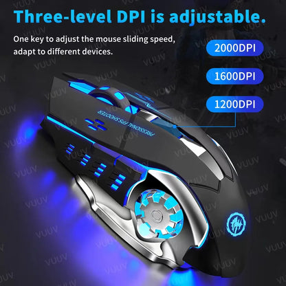 Wireless Bluetooth Gaming Mouse 2.4g USB Rechargeable Ergonomic Mechanical Backlight Design for Laptop PC Computer Gamer