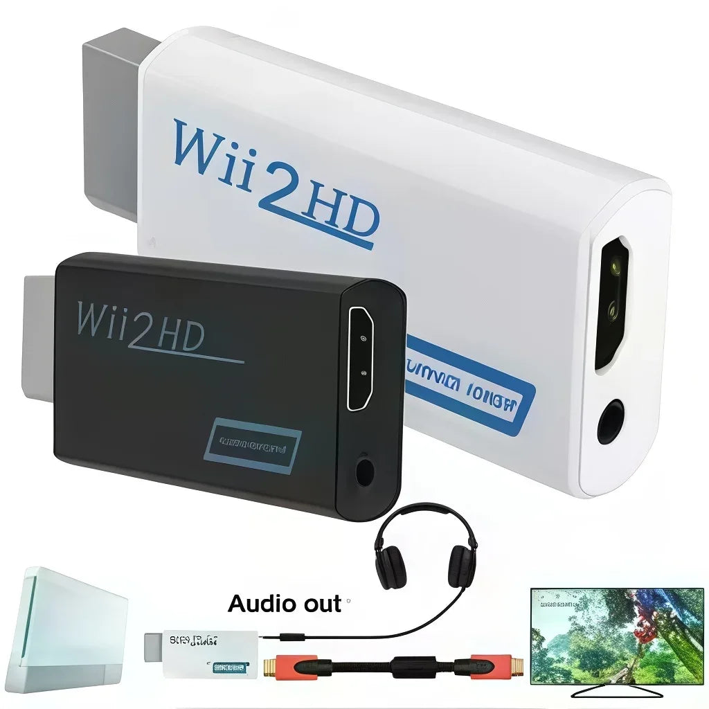 Wii to HDMI Converter with 3.5mm Audio Adapter for HDTV