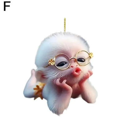 2D Acrylic Monkey Pendant Personalized Decor Pendant Christmas Monkey Pendant Acrylic Ornament For Car Cartoon Xmas Tree Decor