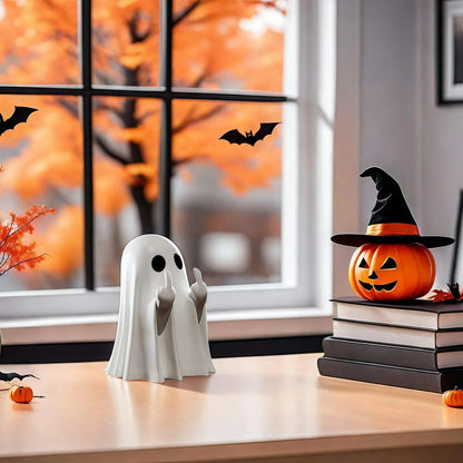 Middle Finger Cute Ghost Statue, Ghosts Small Scary Ghost Figurines, Halloween Home Decorations, Coffee Table Centerpieces Shelf - Urbizia