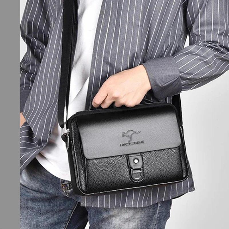 Stylish Men's Leather Shoulder Bag, Casual Crossbody Purse with Adjustable Strap, Perfect for Work, Travel, and Daily Commute