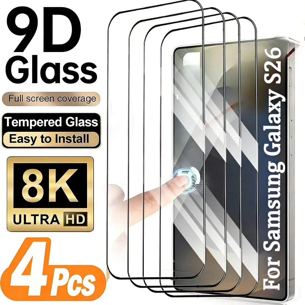 NNBILI 4Pcs High-Definition Tempered Glass Screen Protectors Compatible with for Samsung Galaxy S26 S25 S24 Ultra S22 S23 Plus