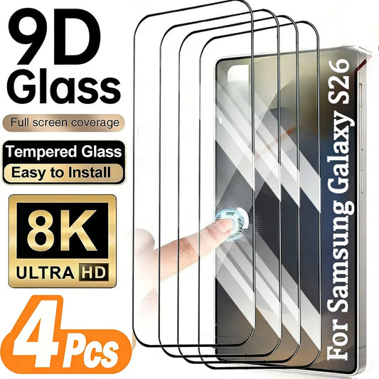 NNBILI 4Pcs High-Definition Tempered Glass Screen Protectors Compatible with for Samsung Galaxy S26 S25 S24 Ultra S22 S23 Plus