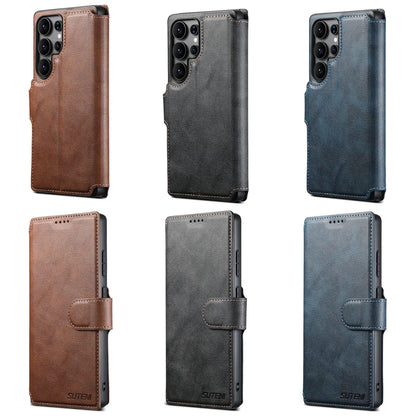 SUTENI PU Leather Wireless Charging Card Holder Stand Wallet Magnetic Flip Cover Phone Case For Samsung Galaxy S25 Ultra S24 S23