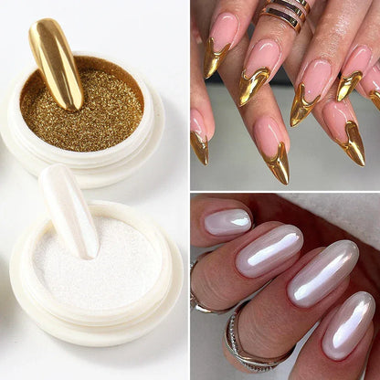 6pcs Chrome Mirror Nail Powder Set – Aurora Shine