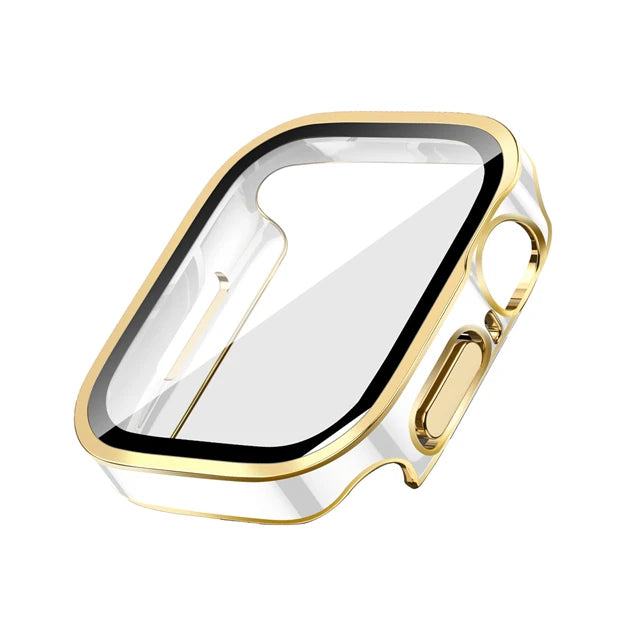 Glass+Case for Apple Watch 42 46mm 45mm 41 49 44mm 40 Mm Straight Edge Screen Protector Cover Case iWatch SE 6 7 8 9 10 11 Ultra