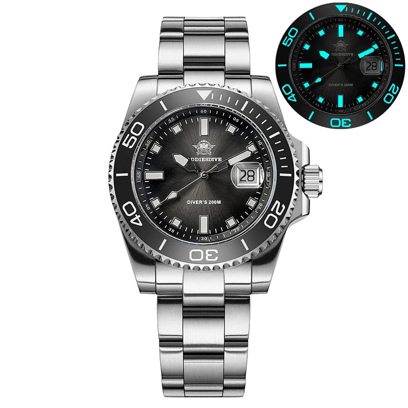 ADDIESDIVE Top Brand NEW Diver Watch For Men Waterproof Luminous Quartz Wristwatch Green/Red/Orange Dial Stainless Steel Watches