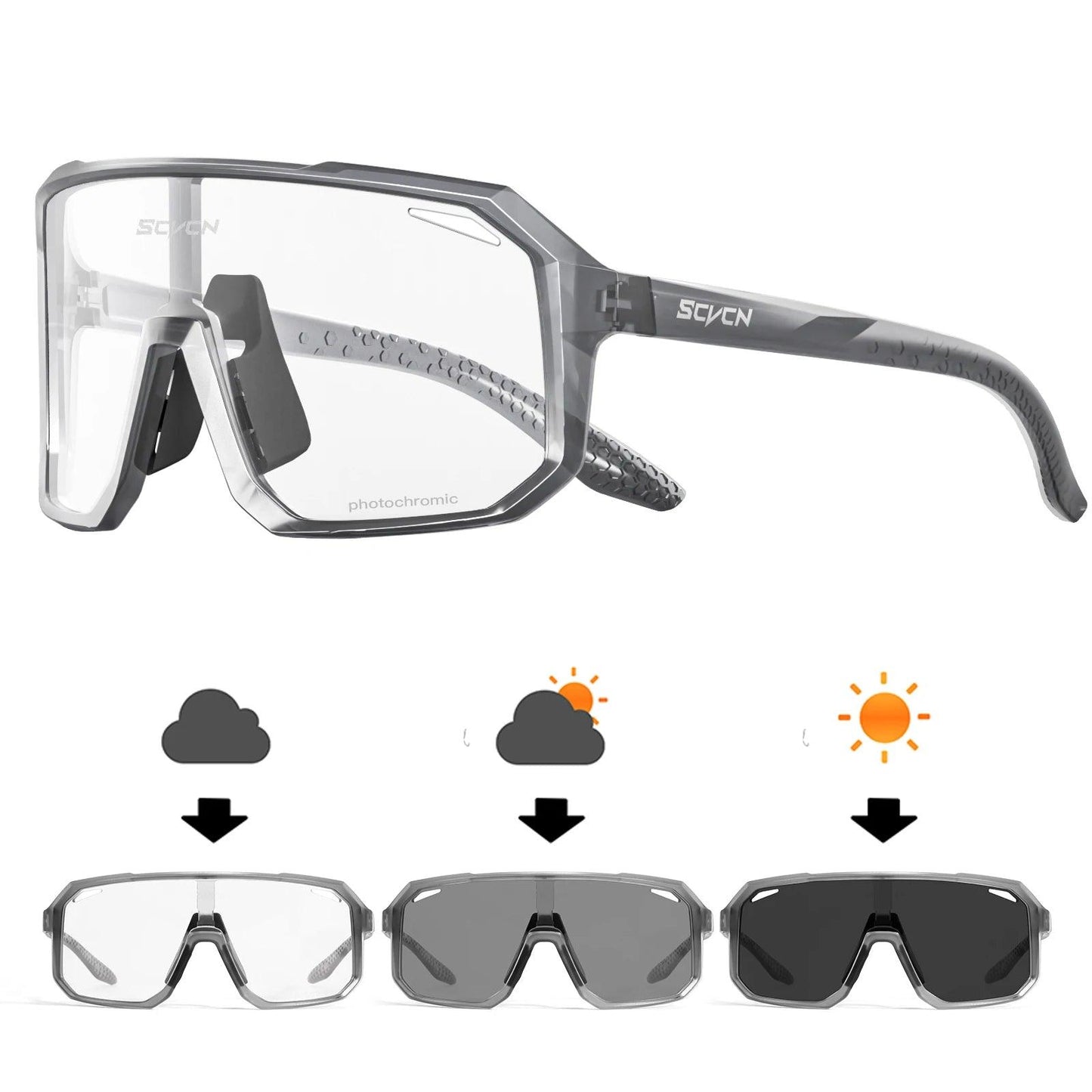 SCVCN Photochromic Cycling Sunglasses UV400 MTB Eyewear