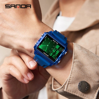 SANDA 6273 Fashion Electronic Watches for Man Luminous Calendar Waterproof Clock Outdoor Sports Casual Ladies Digital Wristwatch