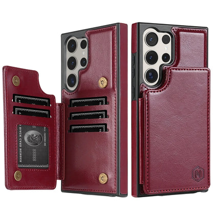 Wallet Magnetic Double Buckle RFID Blocking Card Slot Leather Case For Samsung Galaxy S26 Ultra S26 Plus Cover Bag Galaxy S26