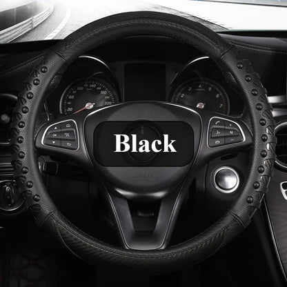Carbon Fiber Leather Auto Steering Wheel Cover Universal Non Slip Steering Wheel Covers Car Accessories Interior Steering Covers