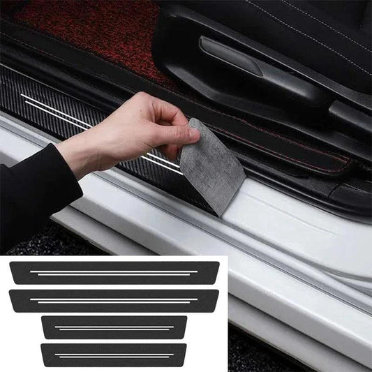 Carbon Fiber Car Door Sill Protection Strip – 4-Pack