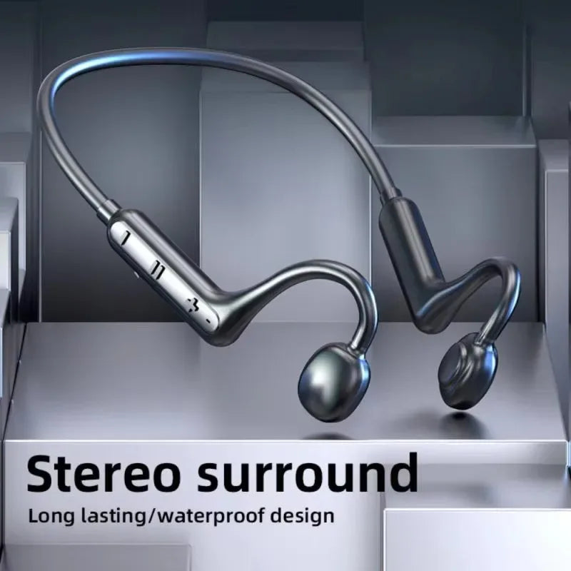 NEW Real Bone Conduction Sport Headphone Wireless Earphone Bluetooth-Compatible Headset Hands-free with Mic for Running - Urbizia