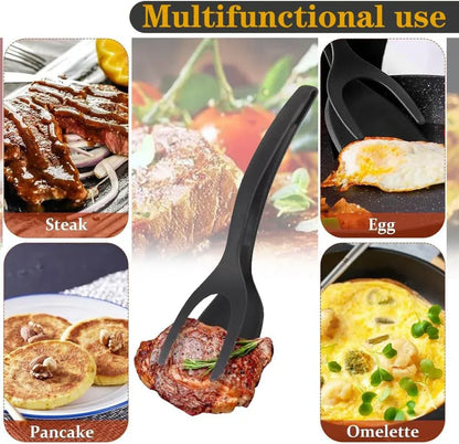 2-in-1 Flip Spatula Tongs Kitchen Cooking Turner Tool