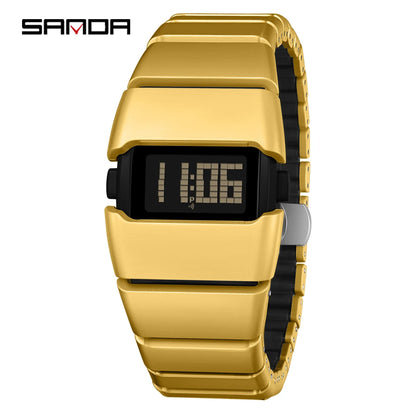 SANDA 9504 Retro Electronic Watch 5ATM Waterproof Night Light Display Snooze Alarm Clock Stopwatch Men's and Women's Watches2026
