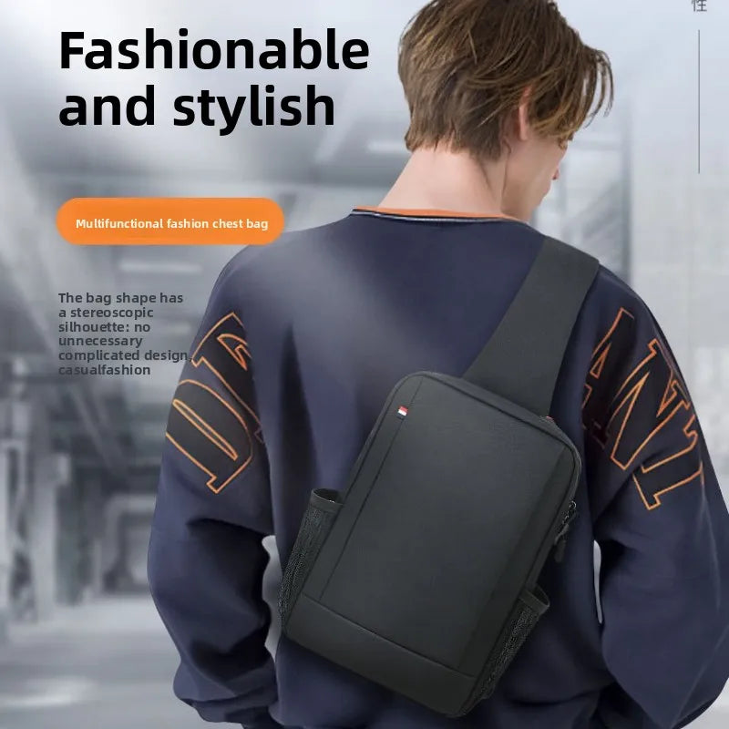 Large Capacity iPad Bag for Men with Crossbody Strap Outdoor Sports Headphone Hole Shoulder Tablet Storage Bag Waterproof