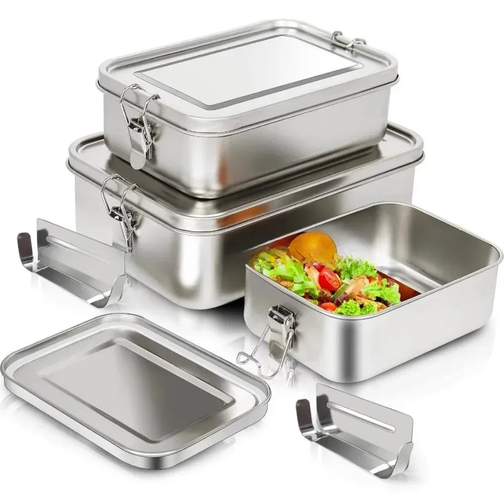 Stainless Steel Bento Lunch Box with Lockable Clips