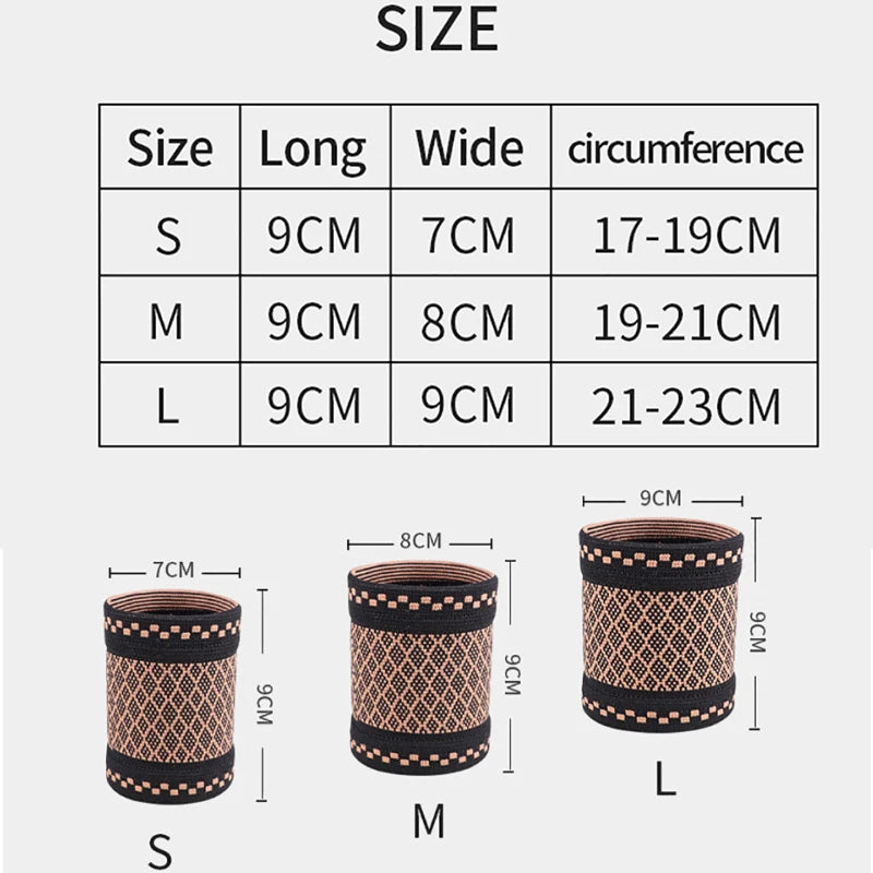 1Pair Copper Wrist Guard Professional Sports Fitness Wrist Brace Support Wrist Protector Elastic Knitted Compression Wristband