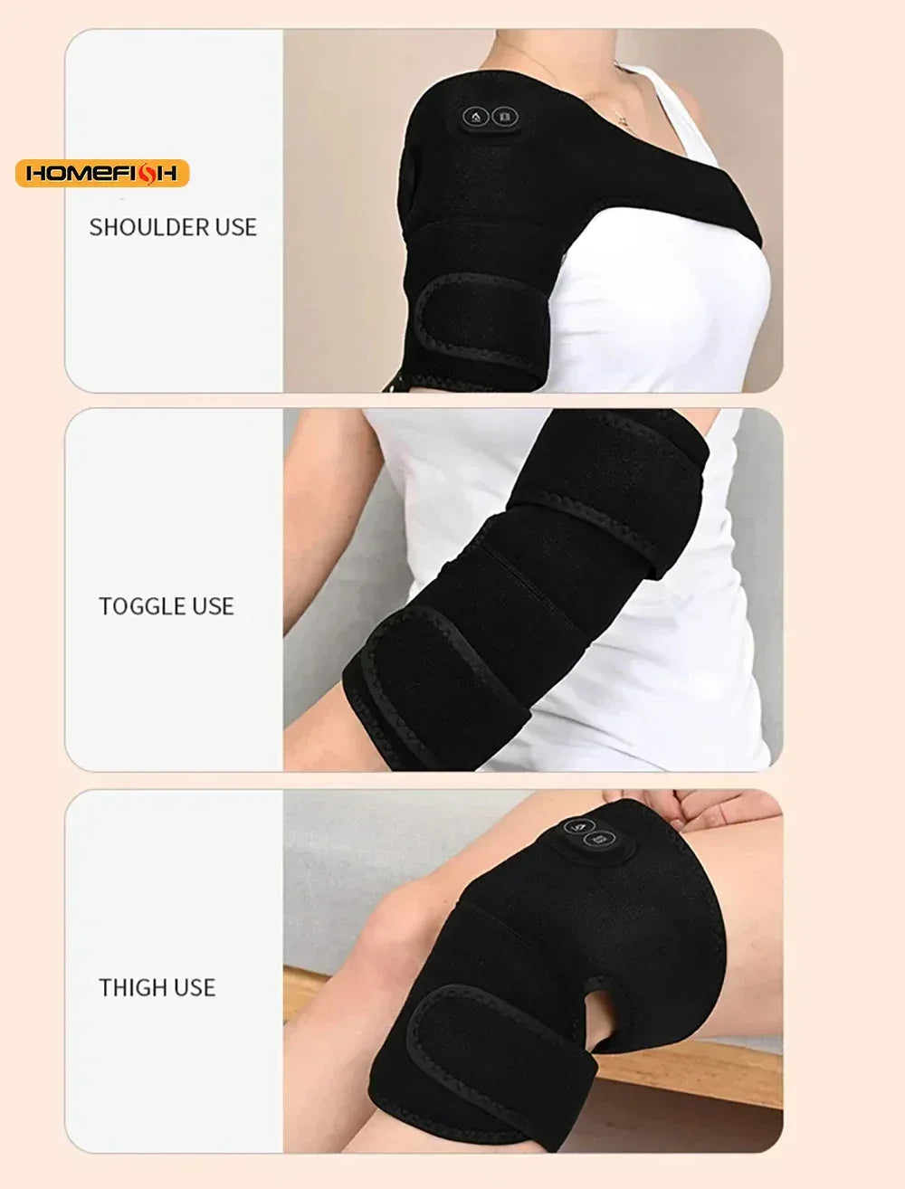 Smart Heated Massage Brace for Shoulder - Support with Graphene Heating & Pulse Vibration for Joint & Muscle Massage - Urbizia