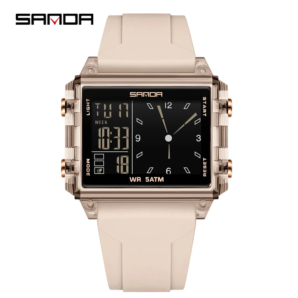 SANDA 6273 Fashion Electronic Watches for Man Luminous Calendar Waterproof Clock Outdoor Sports Casual Ladies Digital Wristwatch