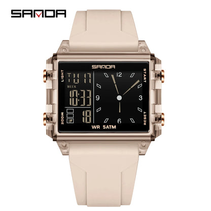 SANDA 6273 Fashion Electronic Watches for Man Luminous Calendar Waterproof Clock Outdoor Sports Casual Ladies Digital Wristwatch