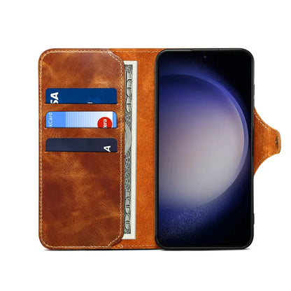 Retro Genuine Leather Case for Samsung Galaxy S26 Ultra S26+ S20 S10 Note 10 Plus Business Purse Cover with Lanyard Card Pocket