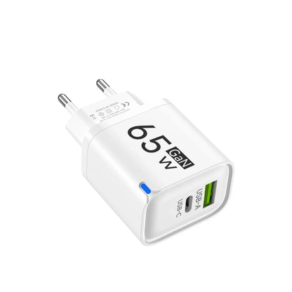 65W GaN Type C USB Fast Charge Chargers Dual Ports Cellphone Power Adapter For Samsung Huawei Xiaomi iPhone USB C Wall Charger