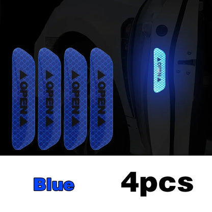 4PCS Reflective Car Door Sticker Safety Opening Warning Reflector Tape Decal Car Accessories Exterior Interior Reflector Sticker - Urbizia